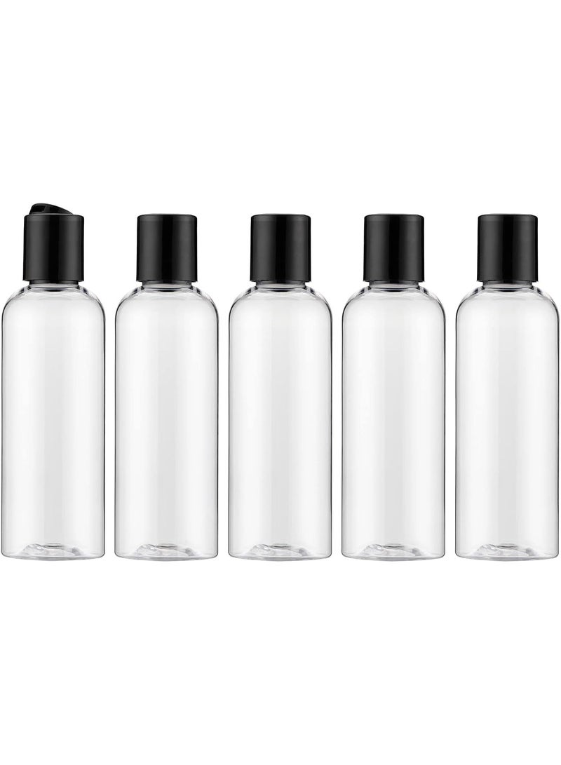 MAKINGTEC Clear Plastic Empty Travel Bottles with Disc Top Flip Cap, BPA-Free Squeeze Containers for Shampoo, Lotion, Soap, Cream (120ml, 5 Pcs) - Image 1